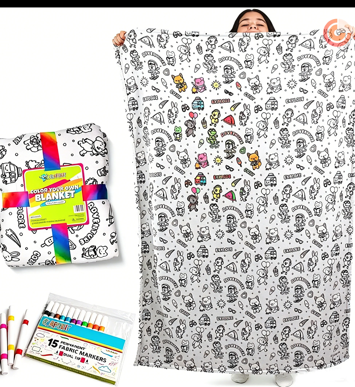 Washable DIY Coloring Blanket for Kids – Reusable Ocean Life Art & Craft Kit
